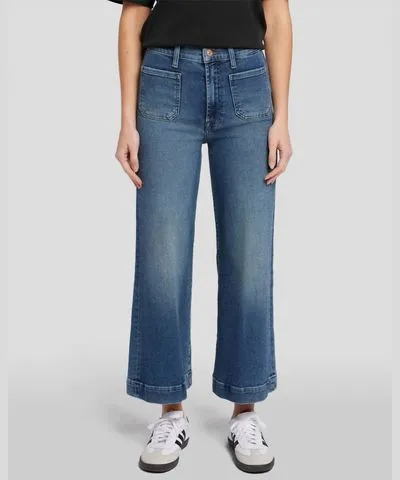 7 For All Mankind Luxe Vintage High Waist Cropped Jeans In Sea Level