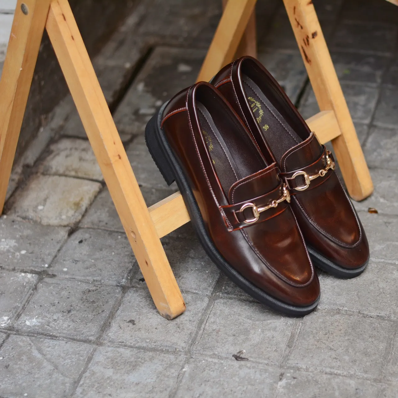 702 Horsebit Loafer Burgundy - Black Rubber Sole