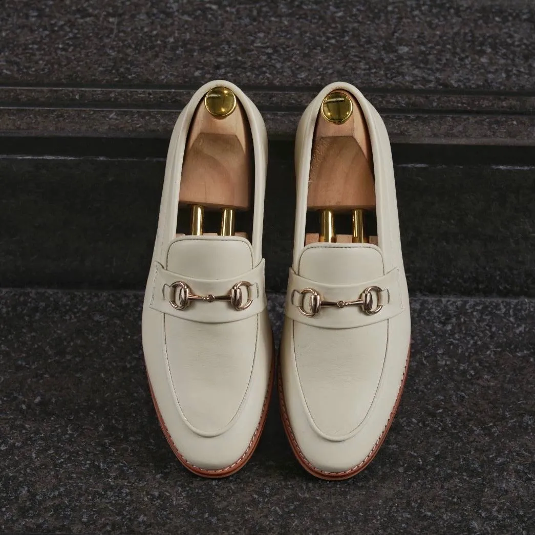 702 Horsebit Loafer MattCream - Wooden Soles