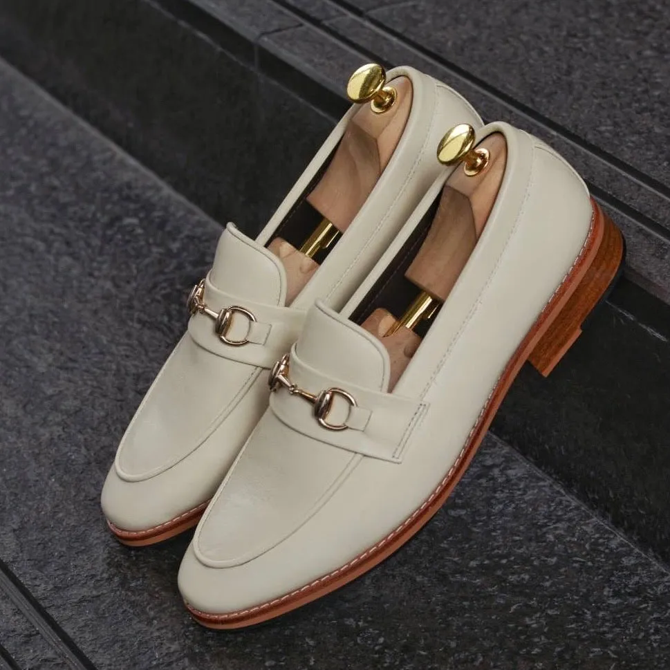 702 Horsebit Loafer MattCream - Wooden Soles