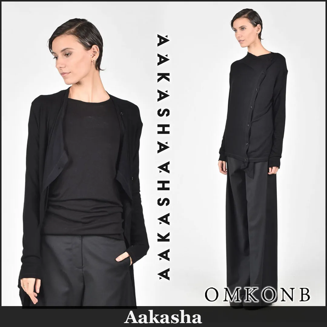 Aakasha  |Casual Style Long Sleeves Plain Medium Cardigans