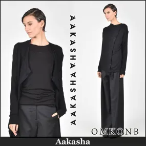 Aakasha  |Casual Style Long Sleeves Plain Medium Cardigans