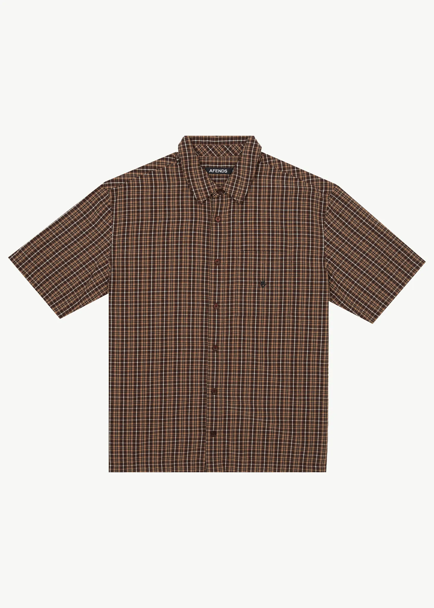 AFENDS Mens Hometown - Short Sleeve Shirt - Coffee