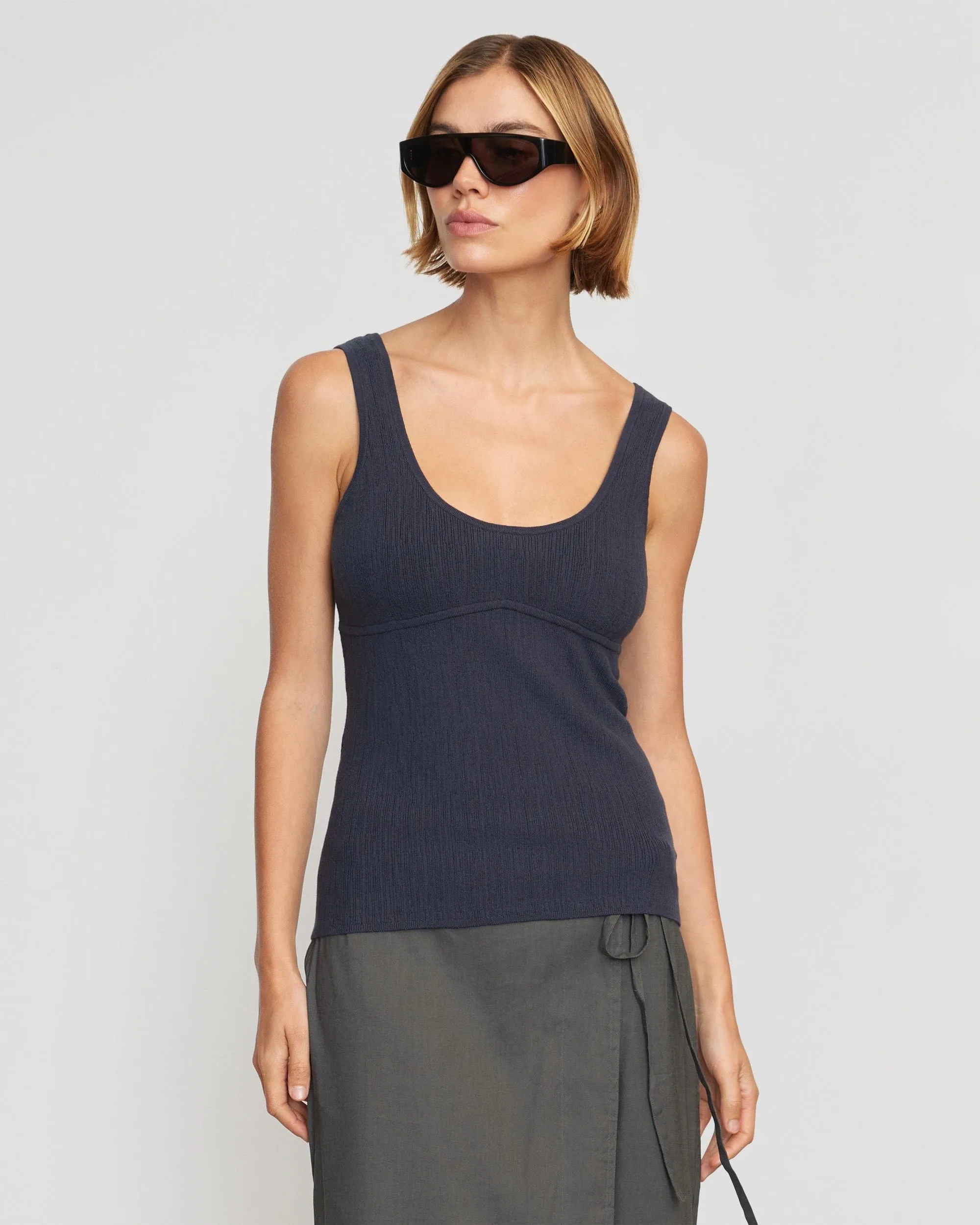 Aida Contour Sweater Tank | Dusty Navy