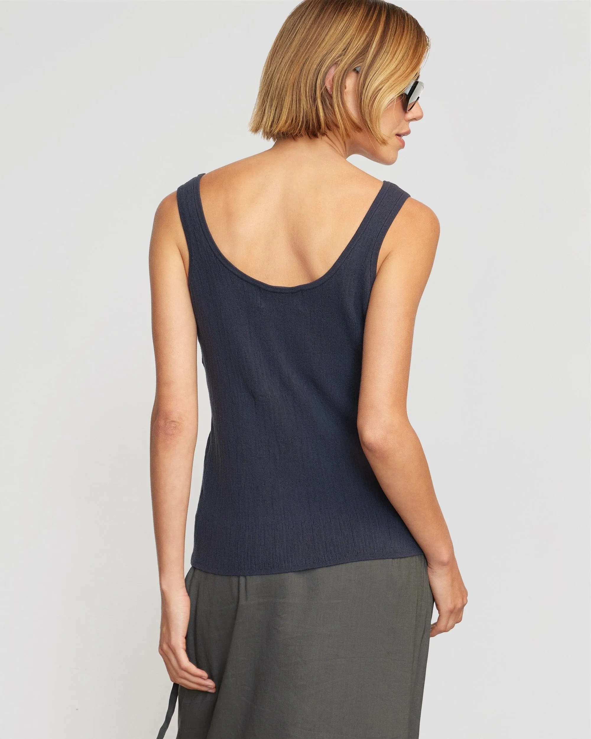 Aida Contour Sweater Tank | Dusty Navy