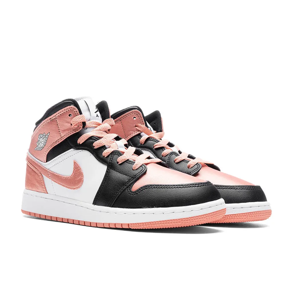 Air Jordan 1 Mid (GS) - White/Light Madder Root/Black