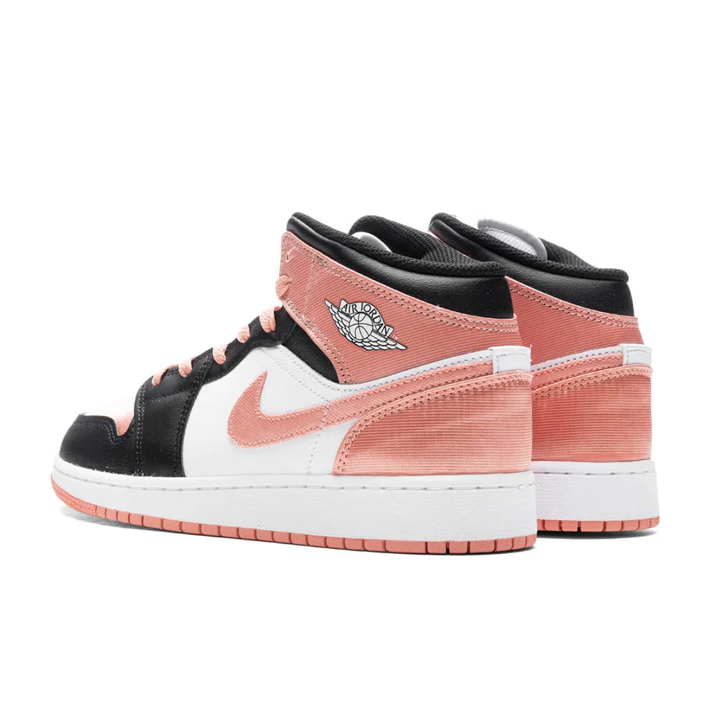 Air Jordan 1 Mid (GS) - White/Light Madder Root/Black