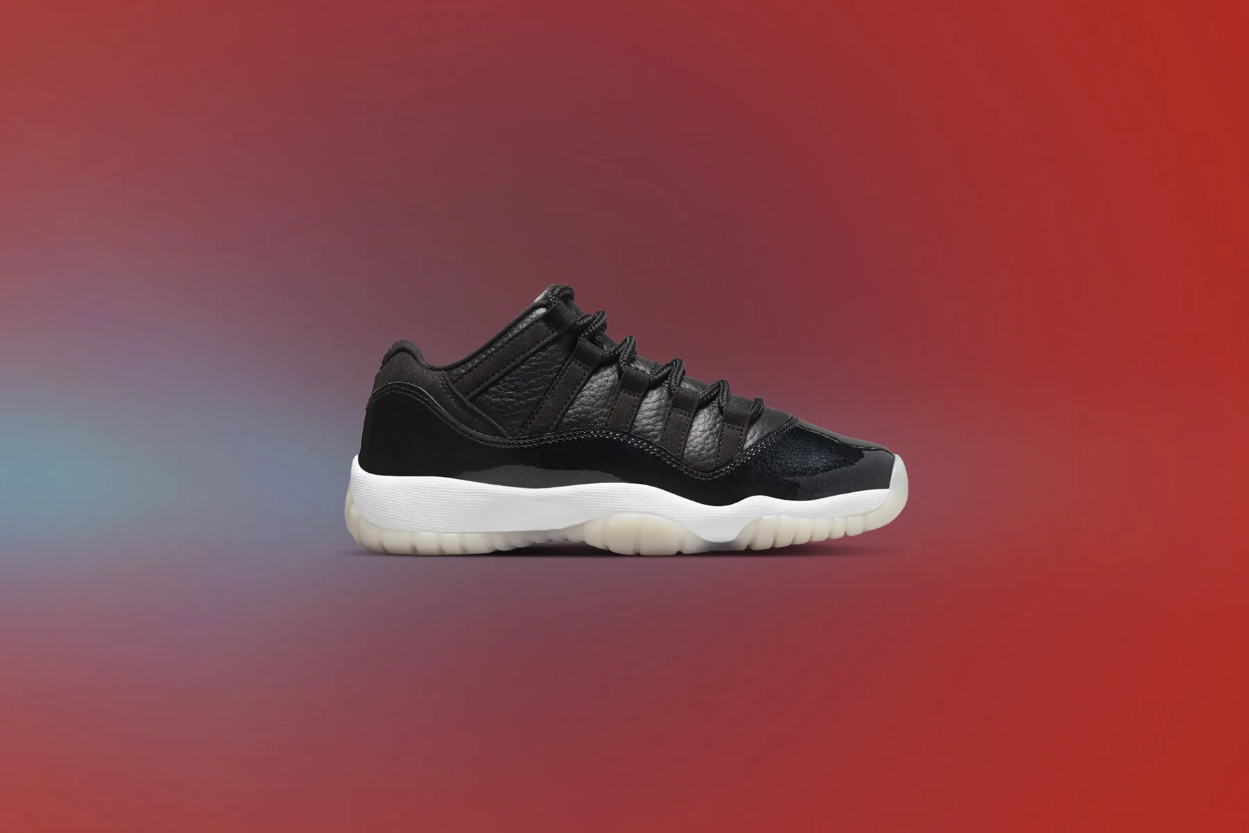 Air Jordan 11 Retro Low (GS) '72-10' - Black/Gym Red/White