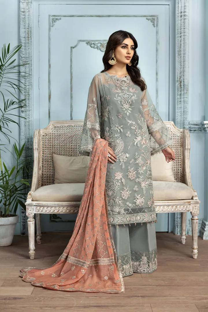 Alizeh Fashion Mah-e-Ru Unstitched Formal 3PC Suit D-01 Zamair