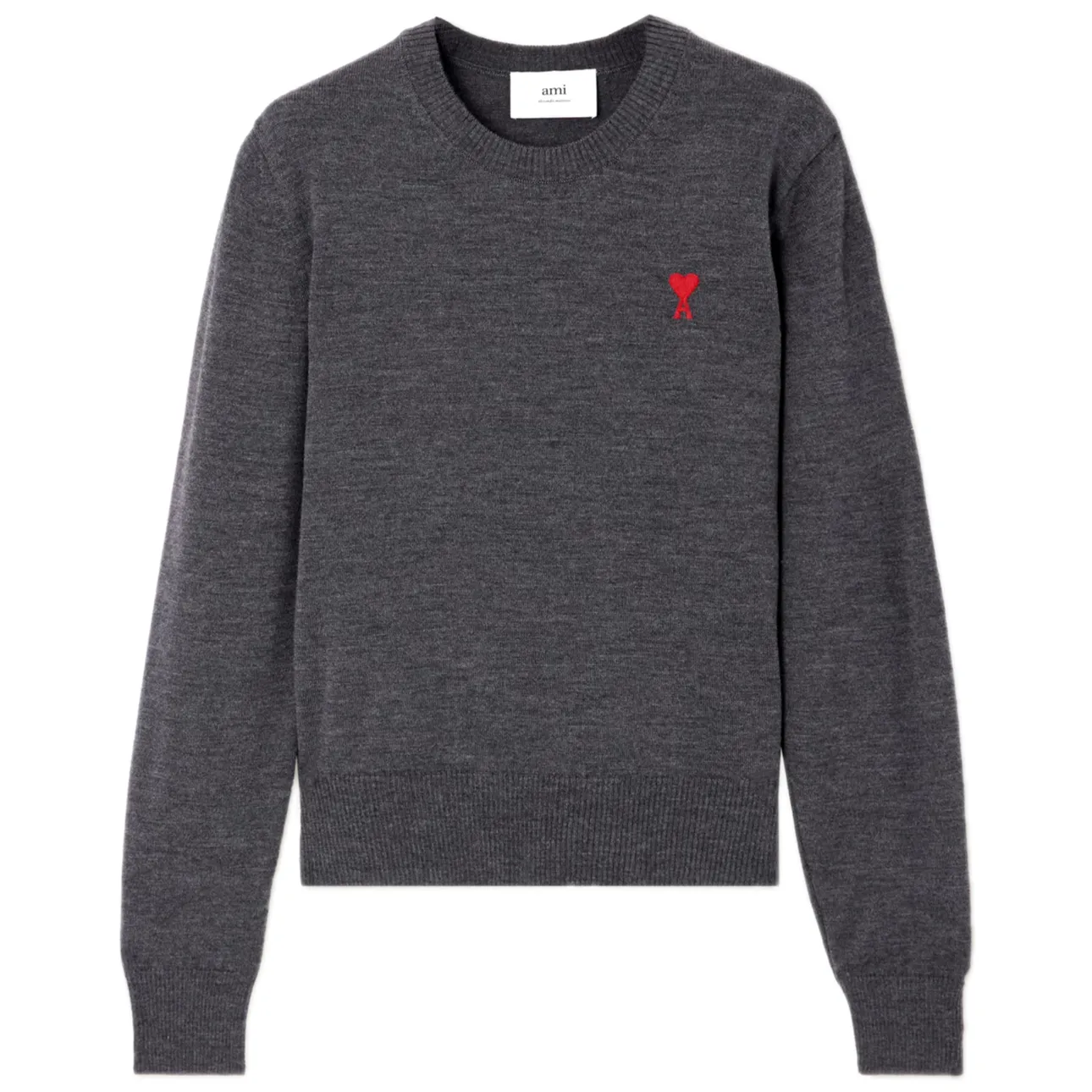 AMI PARIS  |Wool Long Sleeves Plain Logo V-neck & Crew neck