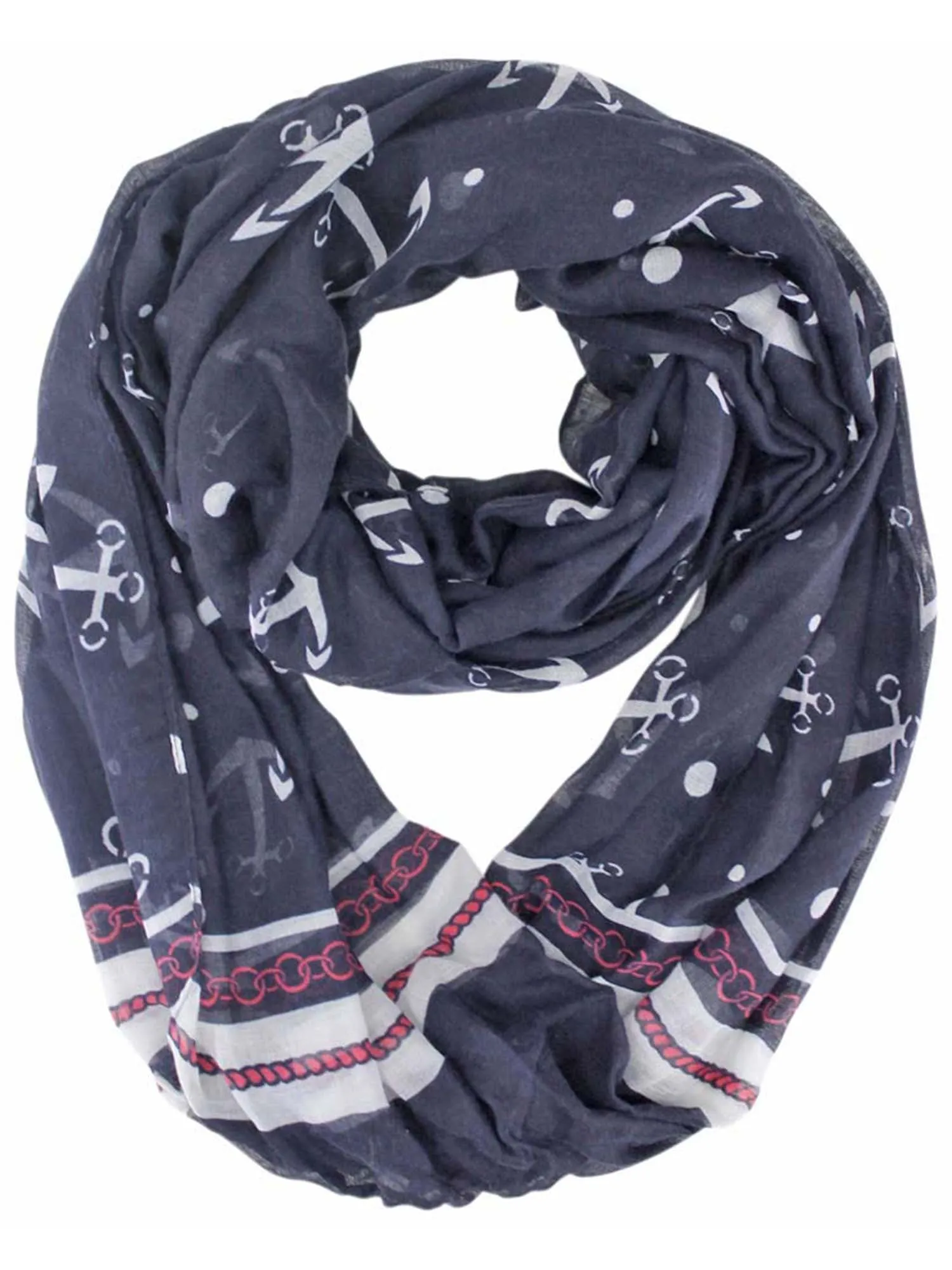 Anchor Print Summer Circle Infinity Scarf