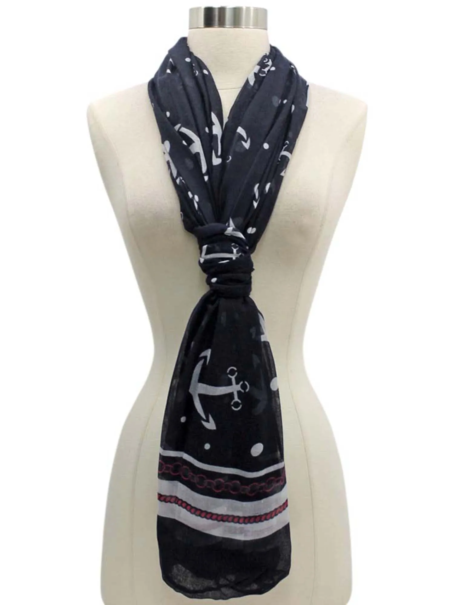 Anchor Print Summer Circle Infinity Scarf