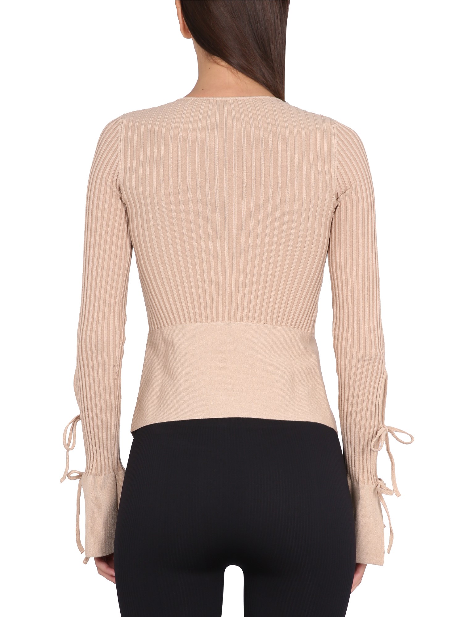 ANDREADAMO    RIBBED KNIT CARDIGAN WITH CUT OUT DETAILS