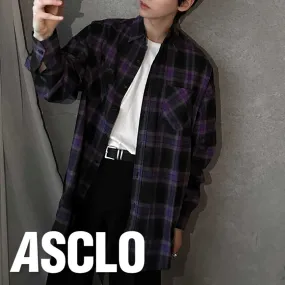 ASCLO  |Other Plaid Patterns Unisex Street Style Long Sleeves Cotton