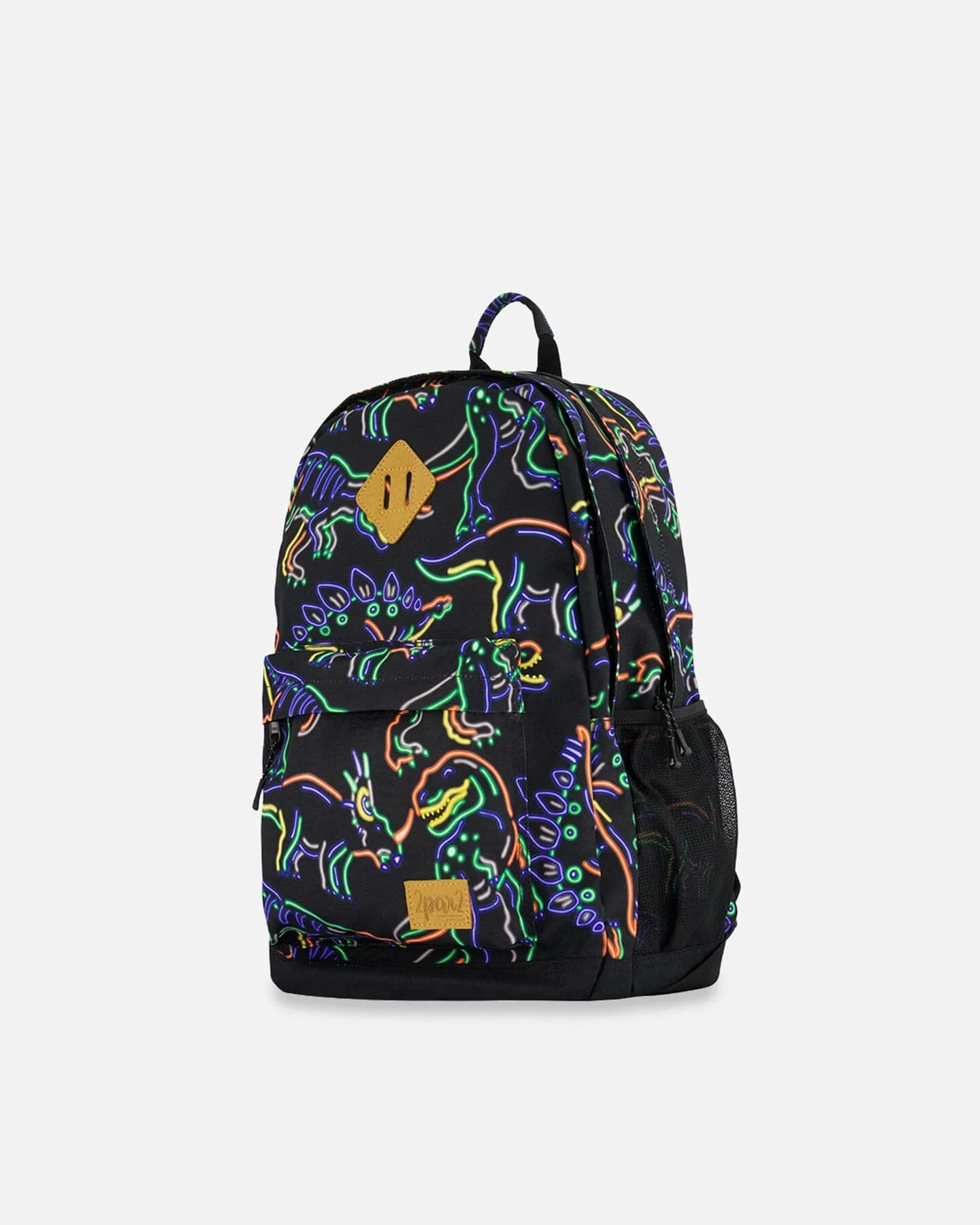 Backpack Black Printed Neon Dino