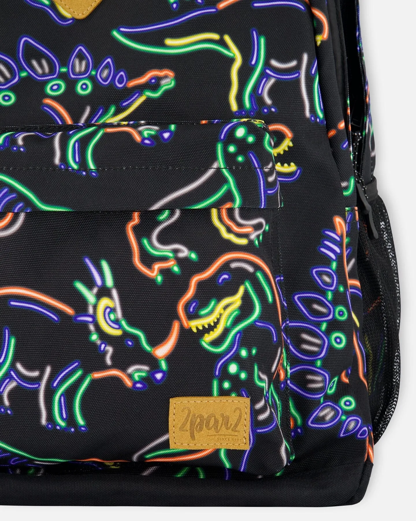 Backpack Black Printed Neon Dino