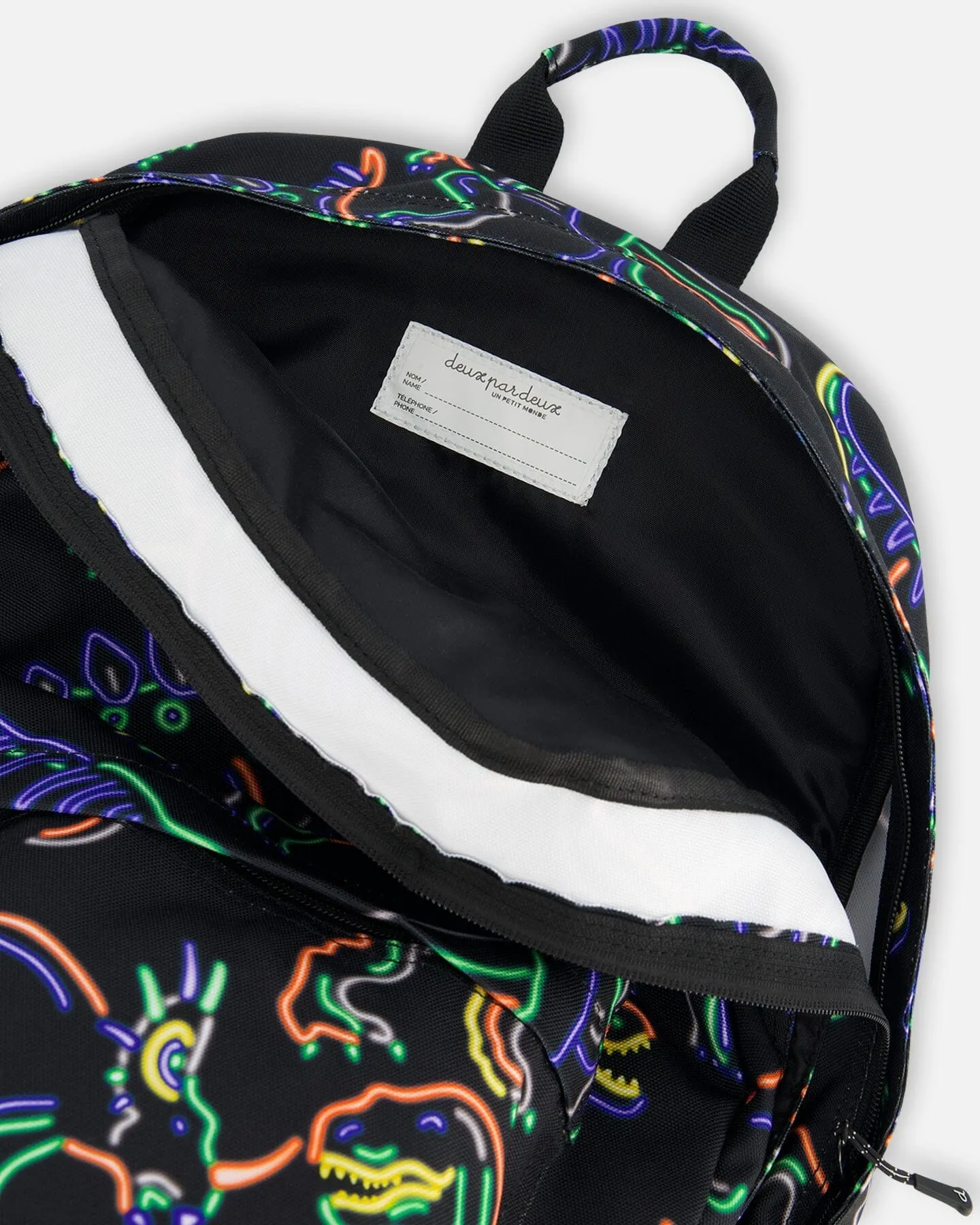 Backpack Black Printed Neon Dino