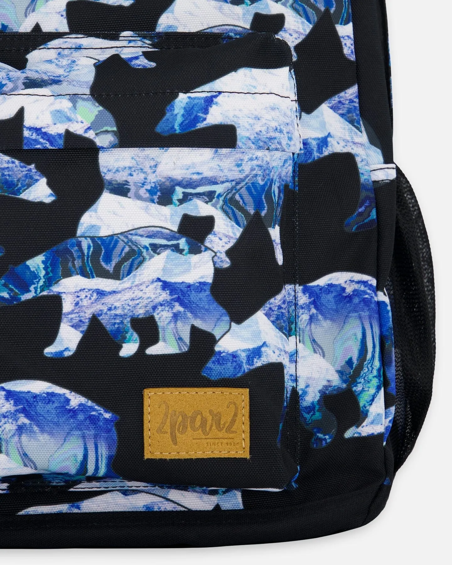 Backpack Black Printed Polar Bears