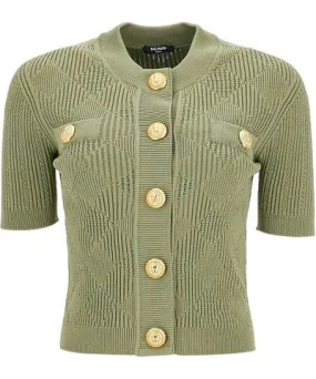 Balmain short-sleeved cardigan with emb