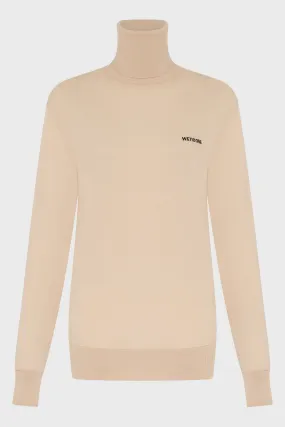 BEIGE EXTRA FINE TURTLENECK SWEATER