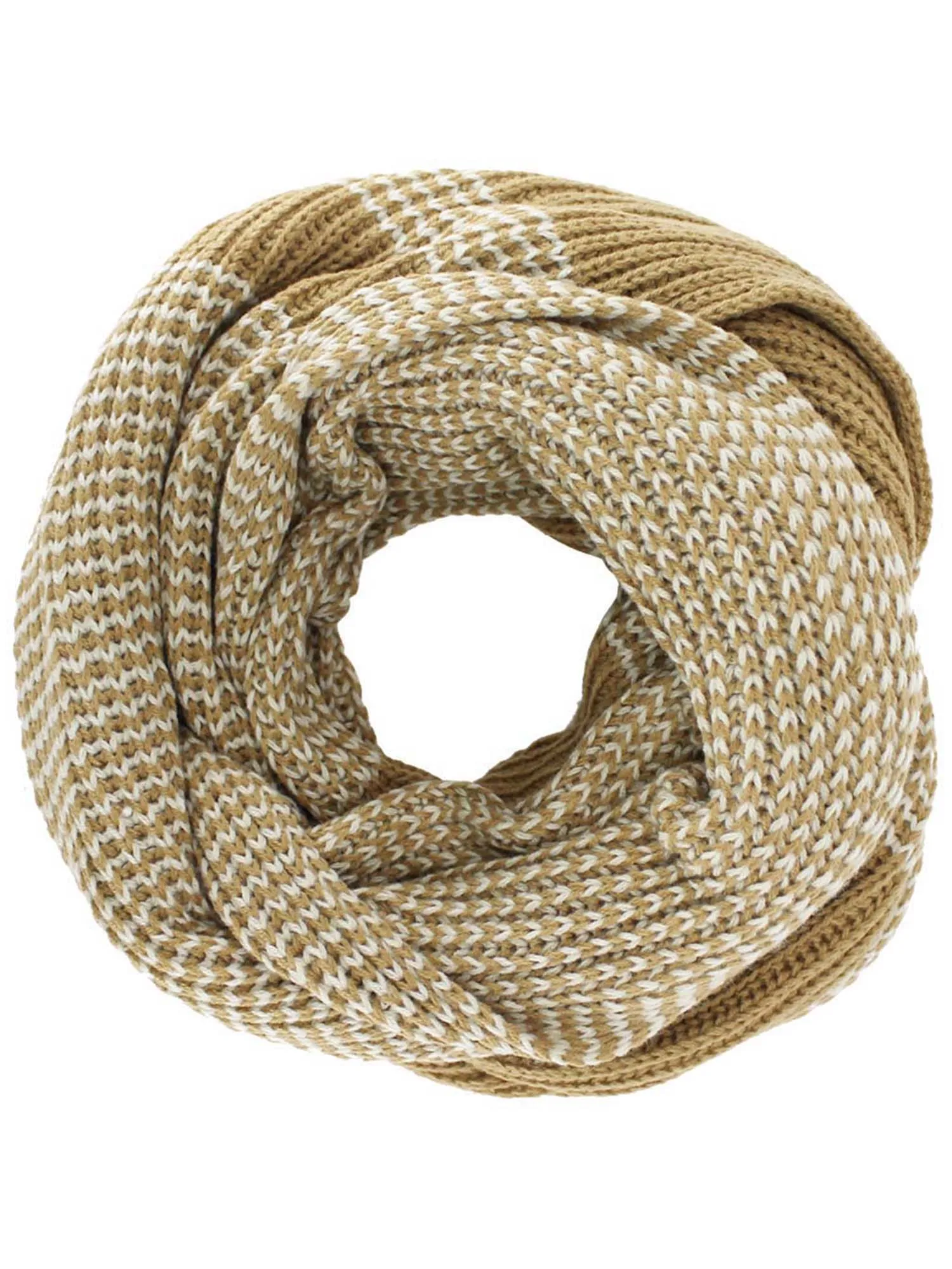 Beige Striped Chunky Knit Oblong Unisex Winter Scarf