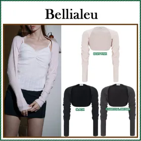 BELLIALEU  |Street Style Long Sleeves Plain Logo Cardigans