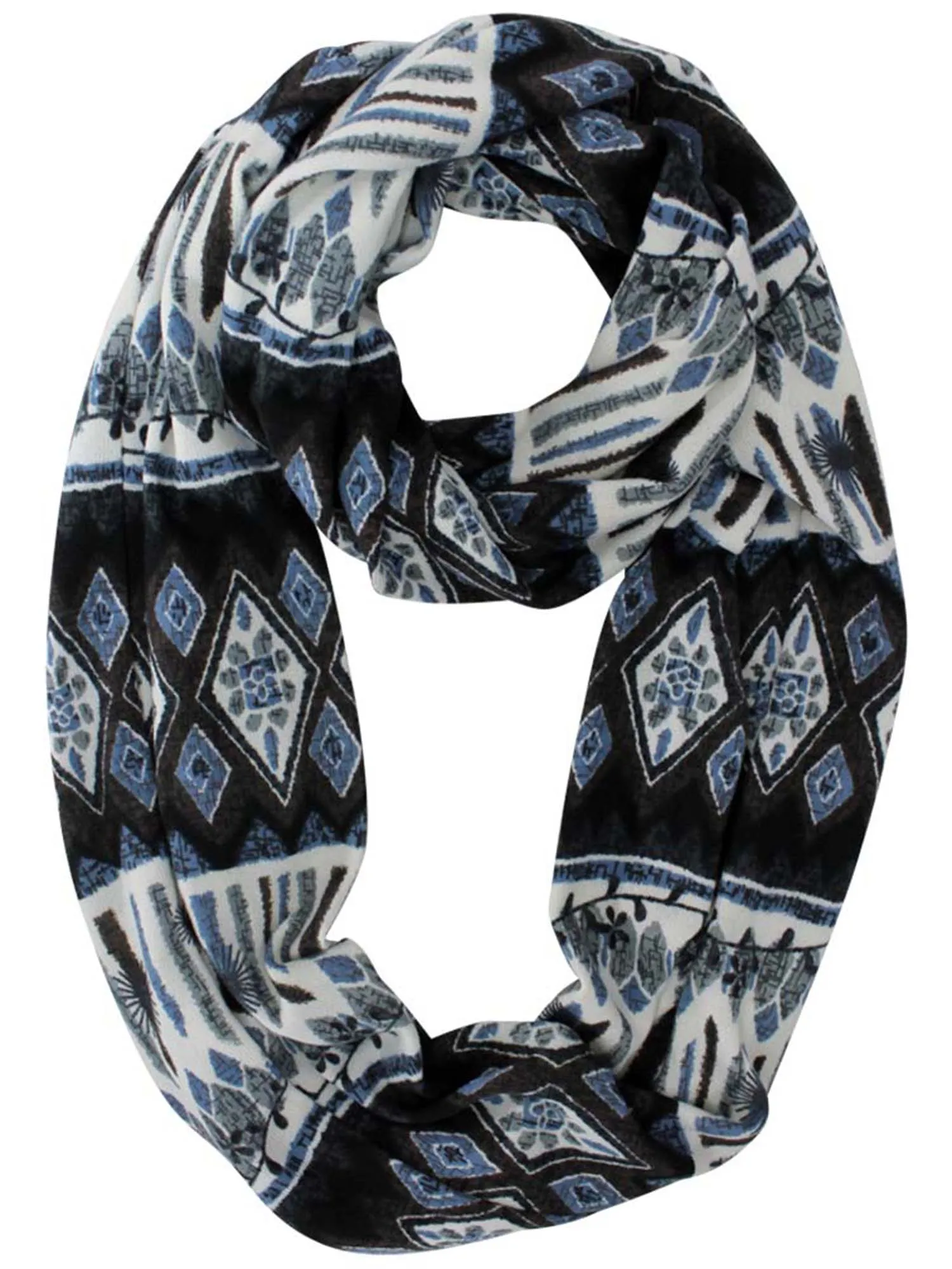 Black & White Aztec Print Jersey Infinity Scarf