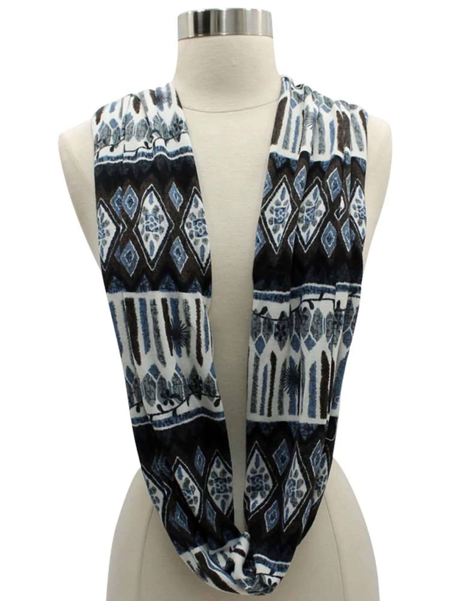 Black & White Aztec Print Jersey Infinity Scarf