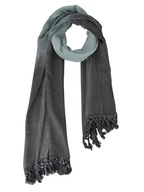 Black Two-Tone Ombre Lightweight Tassel Fringe Spring Scarf