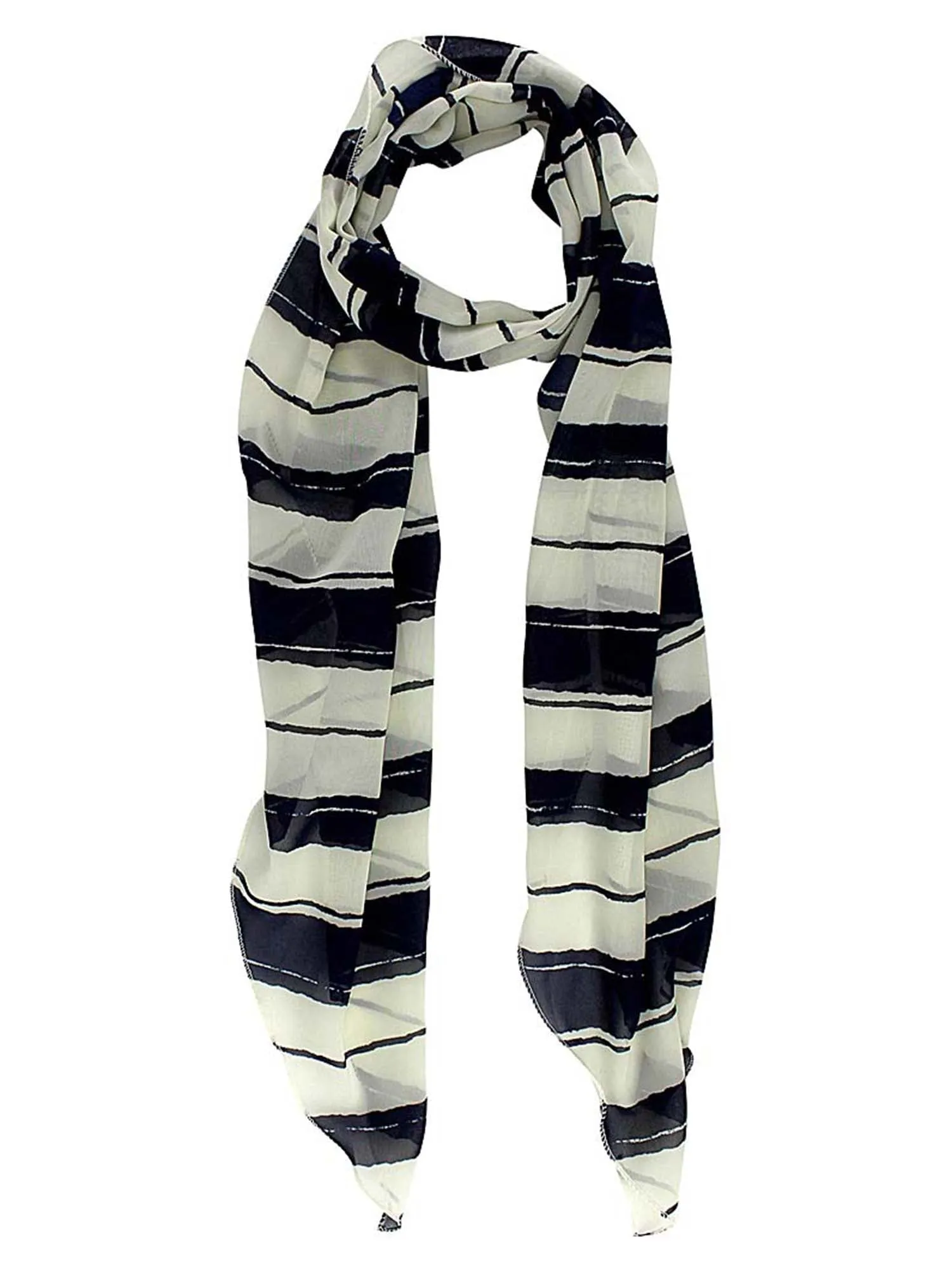 Blue & White Striped Lightweight Skinny Scarf Tie