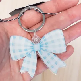 Blue Plaid Bow Keychain