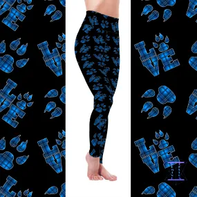 Blue Plaid Paw Love Soft Leggings