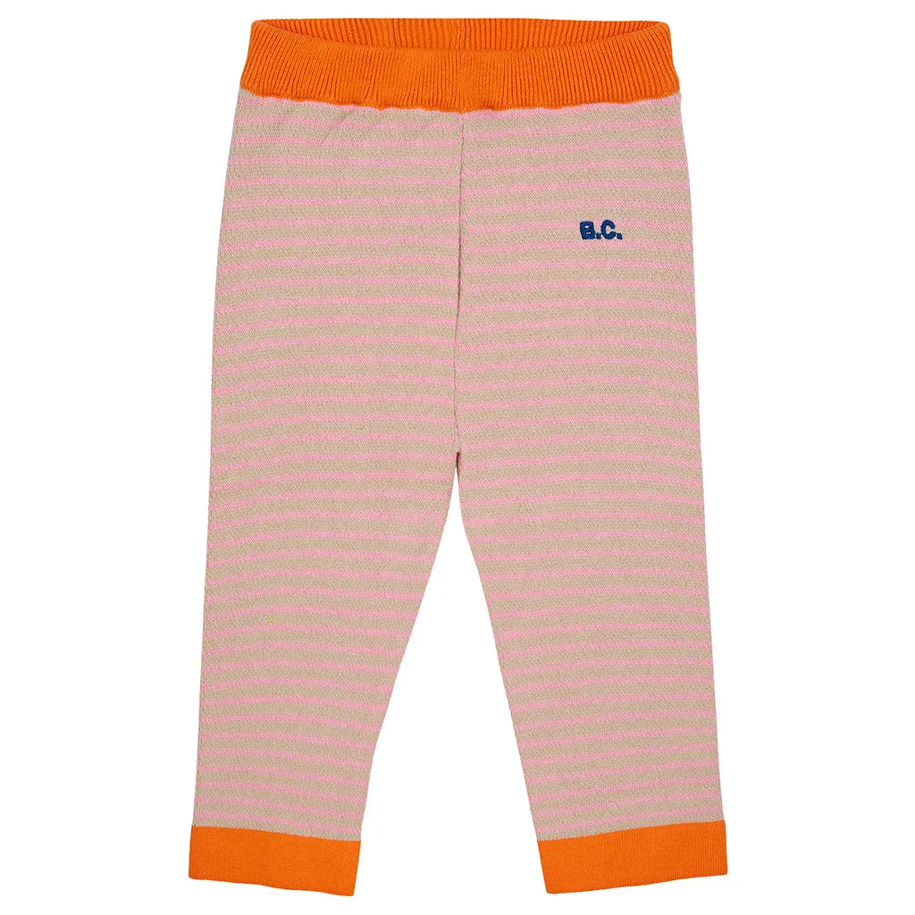 Bobo Choses Baby Knitted Pants Pink Stripes