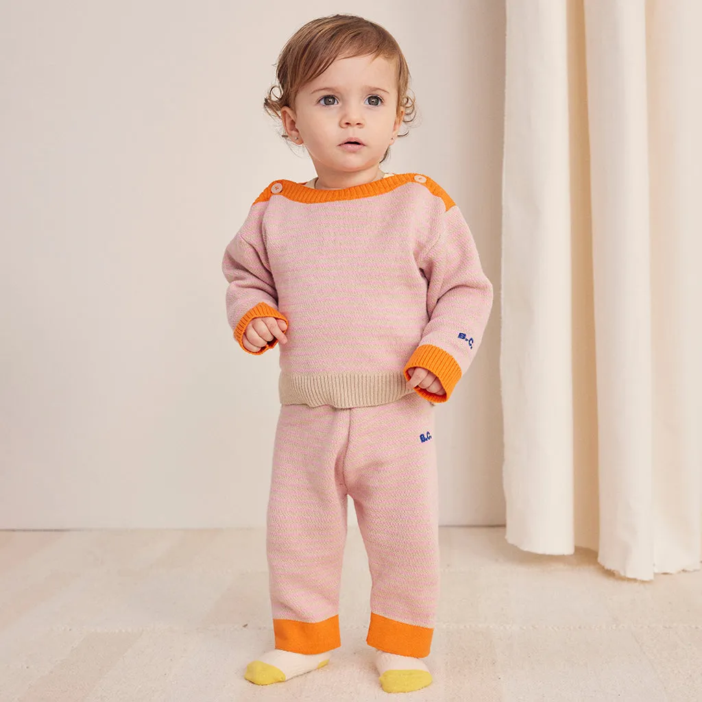 Bobo Choses Baby Knitted Pants Pink Stripes