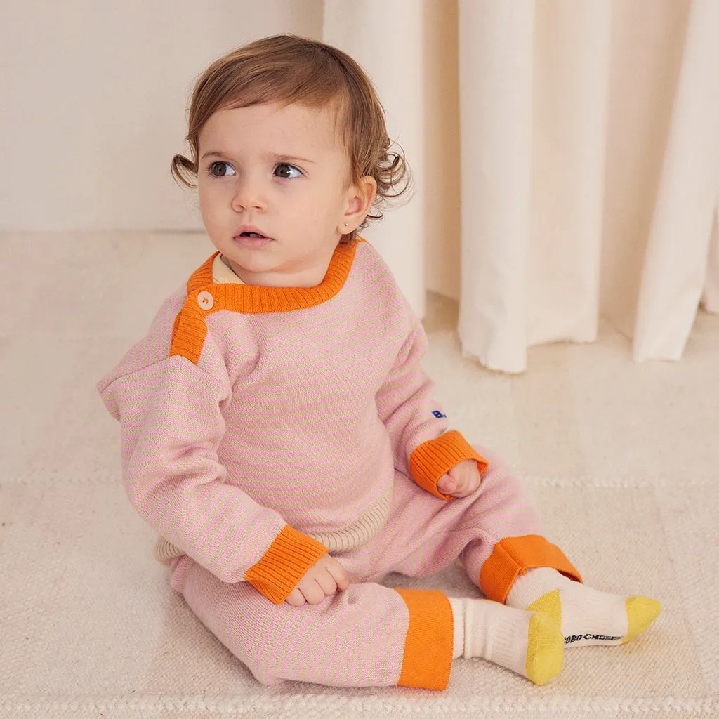 Bobo Choses Baby Knitted Pants Pink Stripes