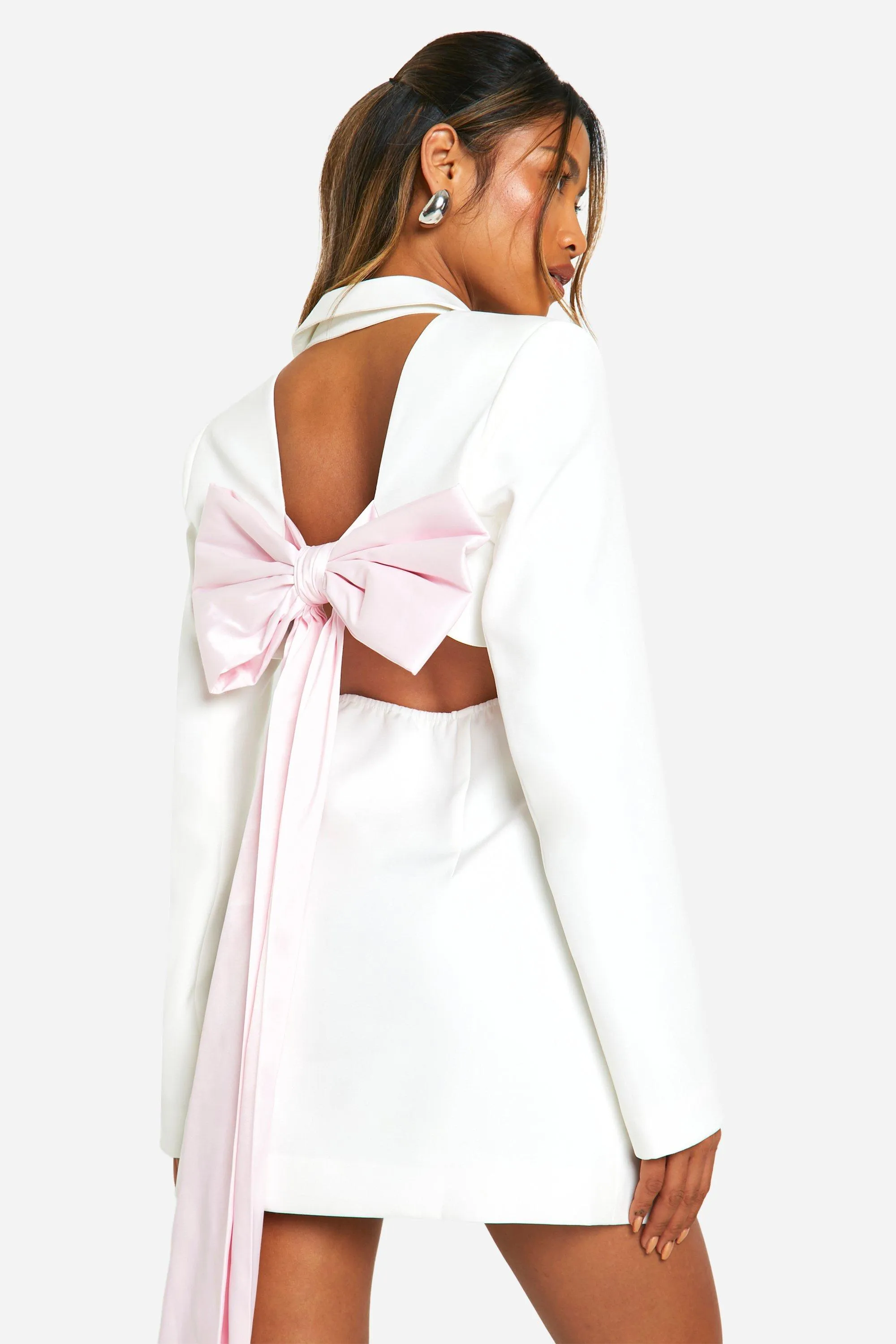 Bow Detail Open Back Blazer Dress