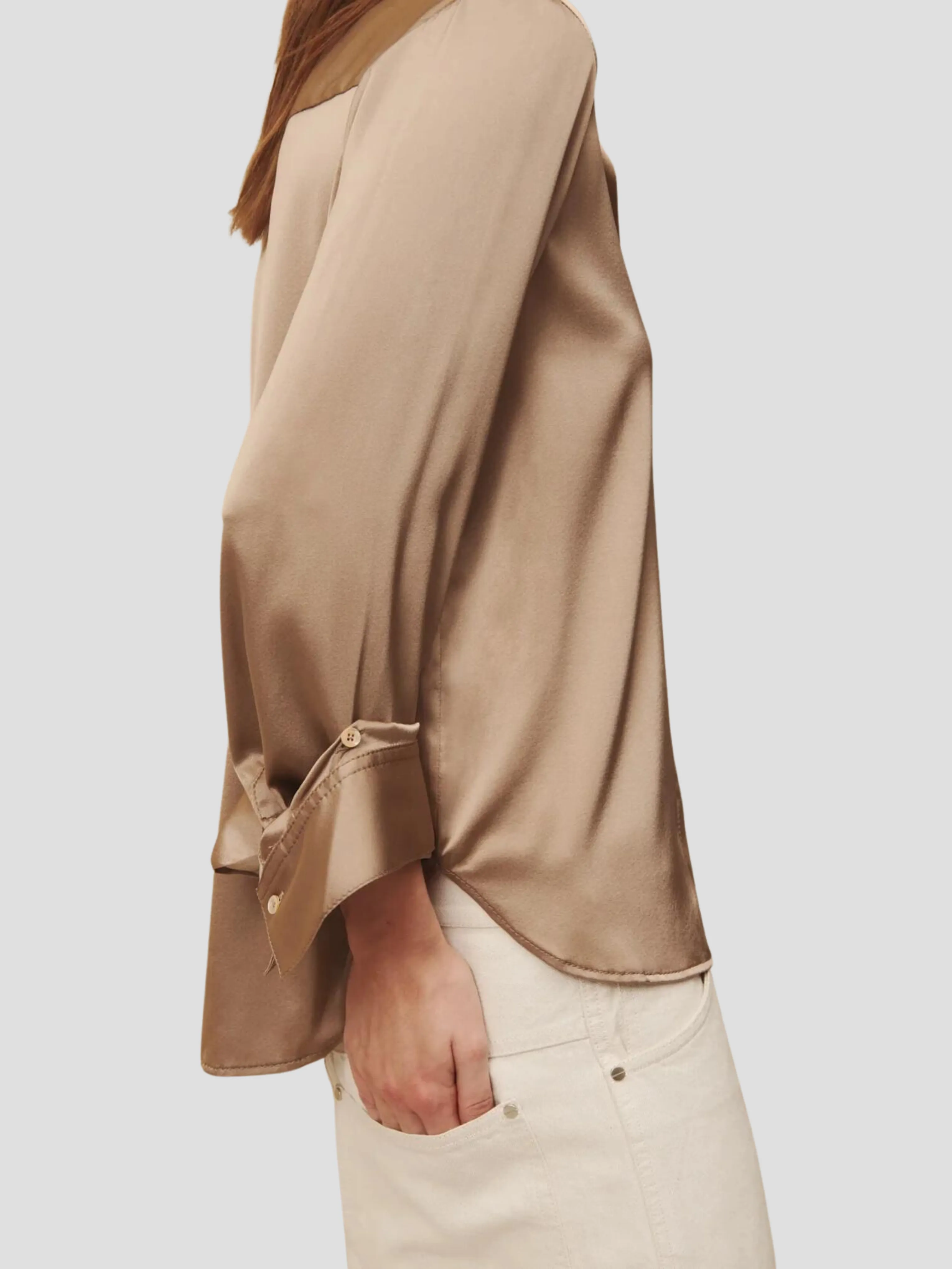 Boyfriend Shirt in Champagne Silk