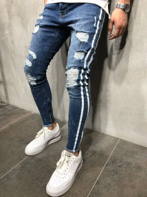 Brand Fashion Fashion Men's Ripped Skinny Jeans