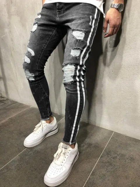 Brand Fashion Fashion Men's Ripped Skinny Jeans