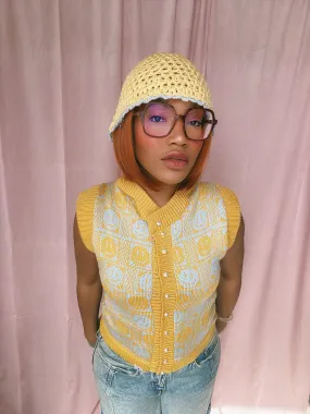 (Brand New) Checkerboard Smiley Cardigan Vest - MADE TO ORDER