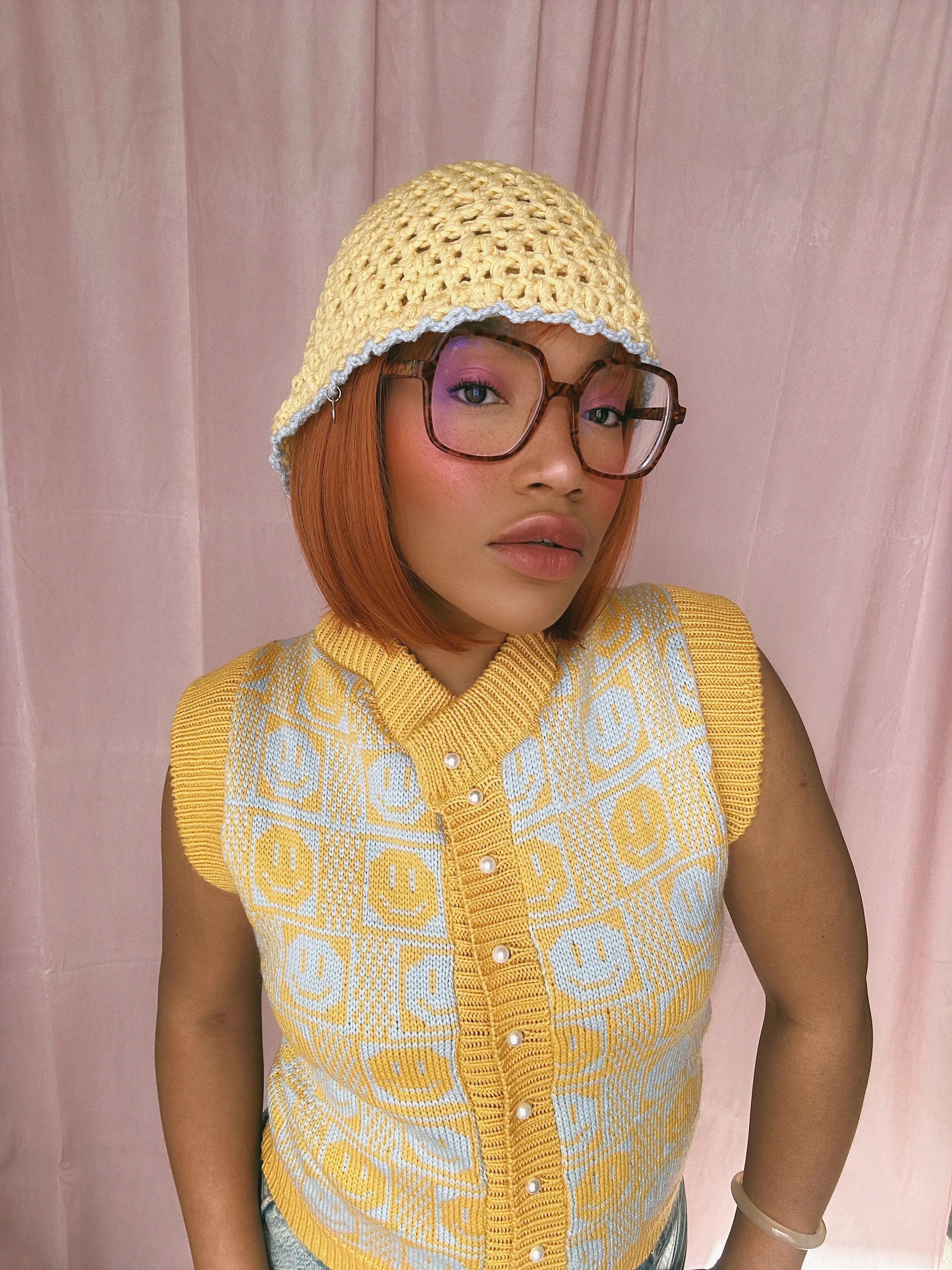 (Brand New) Checkerboard Smiley Cardigan Vest - MADE TO ORDER