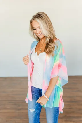 Brilliantly Bold Tie-Dye Mesh Kimono- Multi-Color