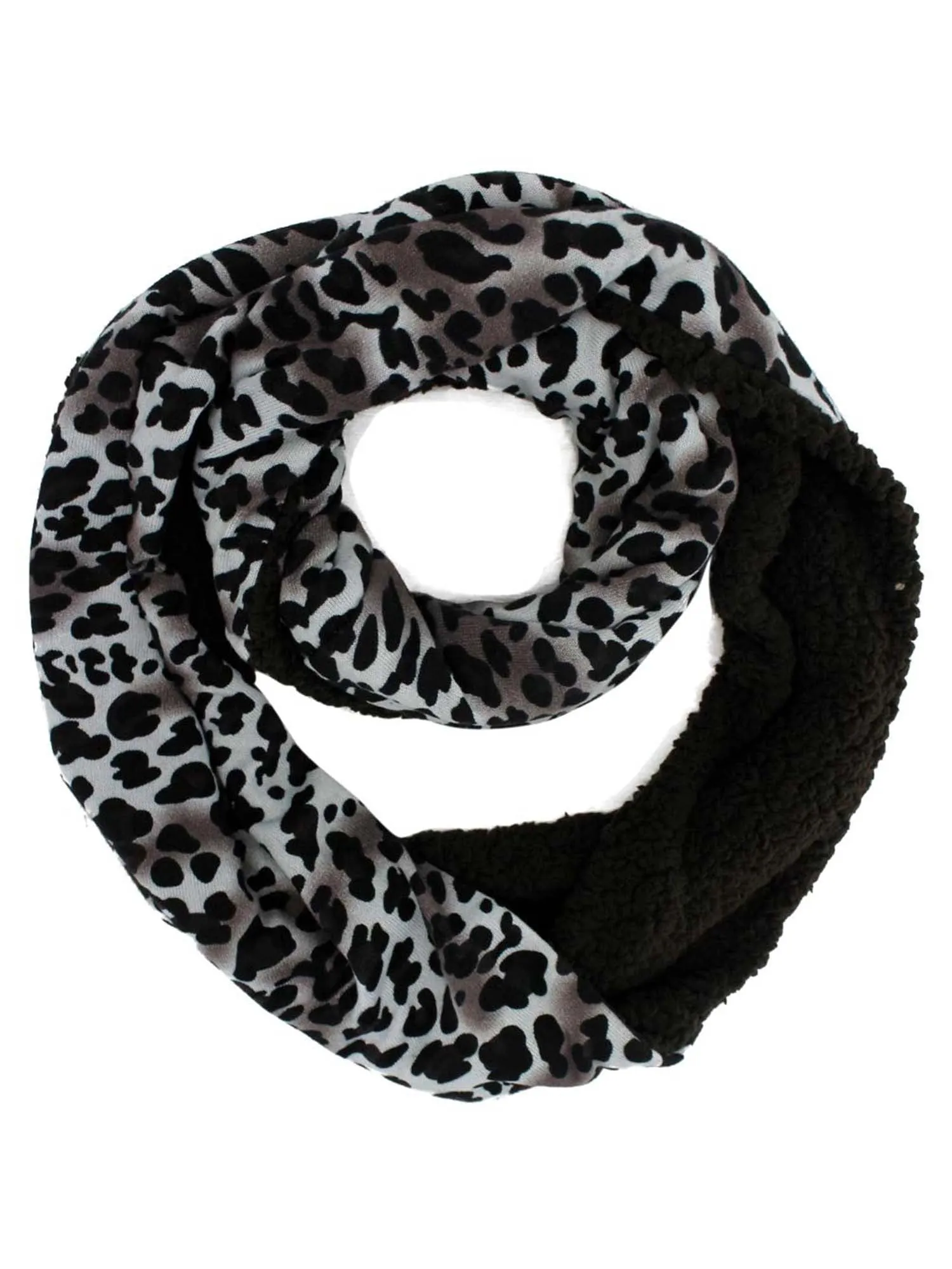 Brown Fleece Lined Leopard Infinity Scarf