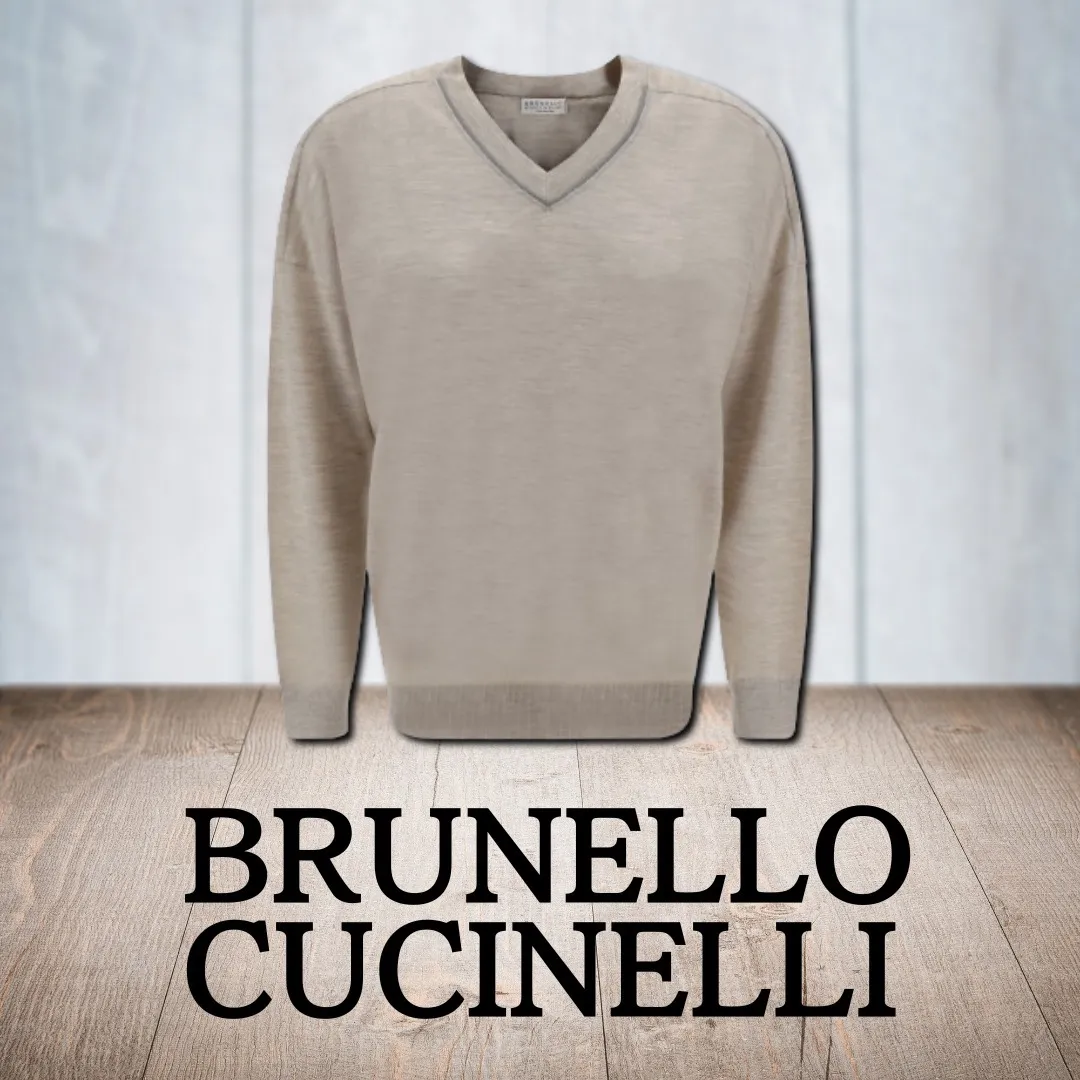 BRUNELLO CUCINELLI  |Rib V-Neck Long Sleeves Cotton V-neck & Crew neck