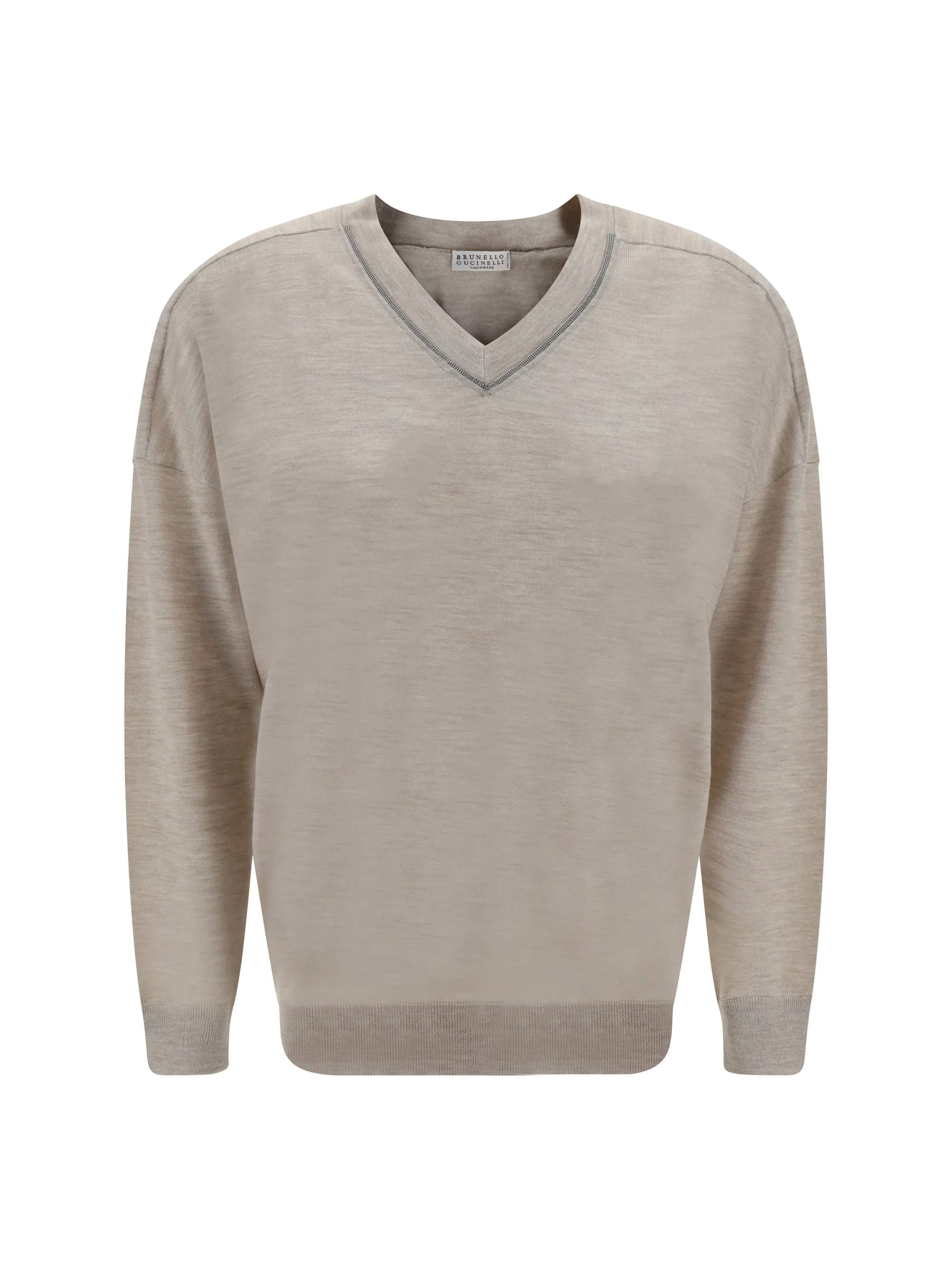 BRUNELLO CUCINELLI  |Rib V-Neck Long Sleeves Cotton V-neck & Crew neck