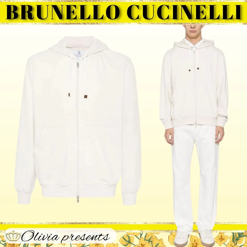 BRUNELLO CUCINELLI  |Street Style Long Sleeves Plain Cotton Sweatshirts