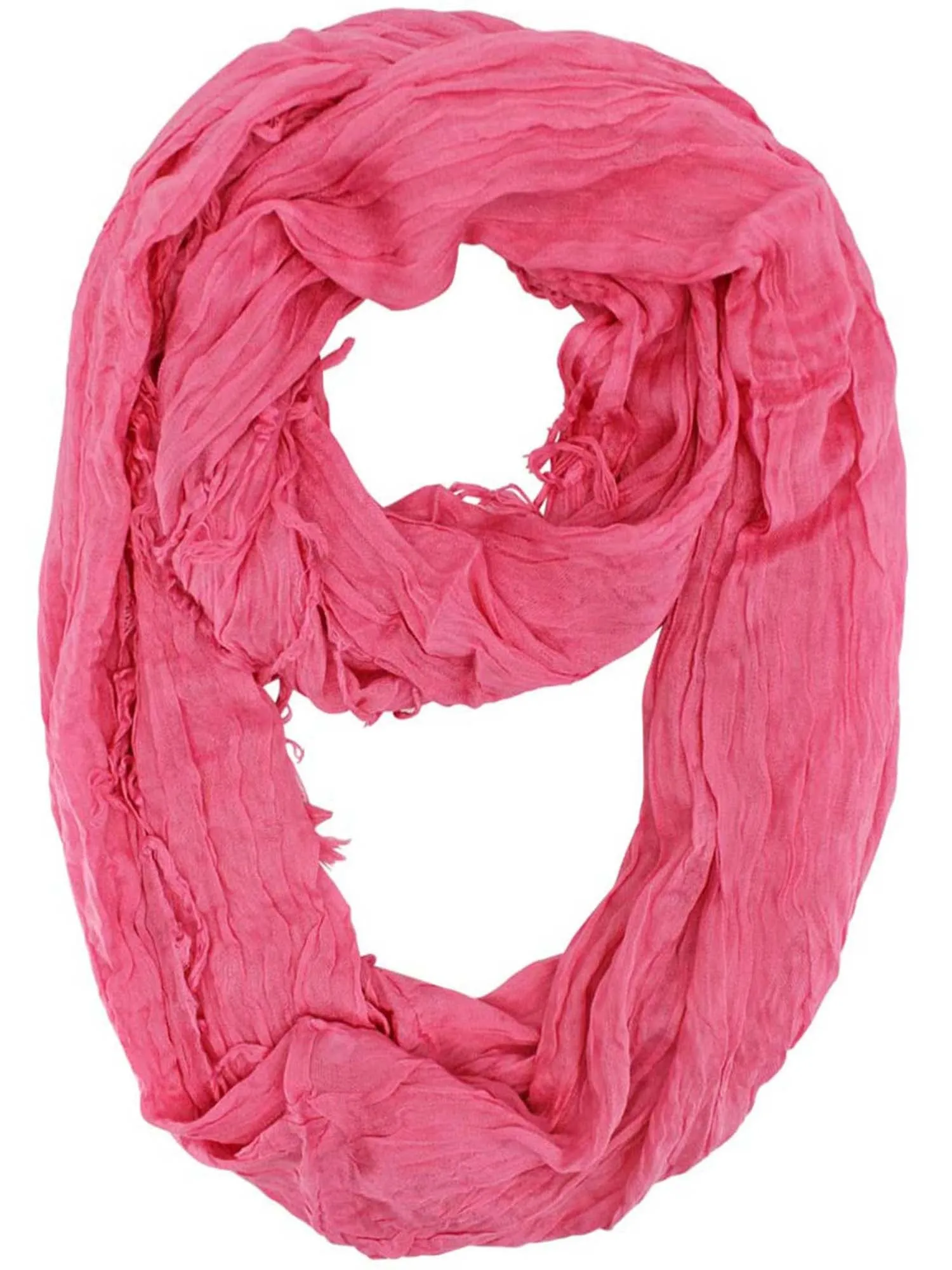 Candy Pink Wispy Fringe Infinity Scarf