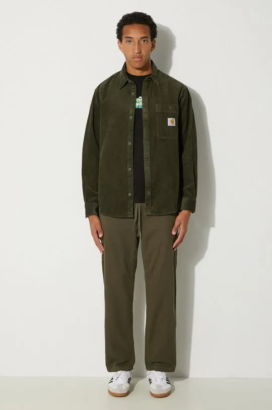 Carhartt WIP cotton trousers Flint Pant green color I029919.666GD