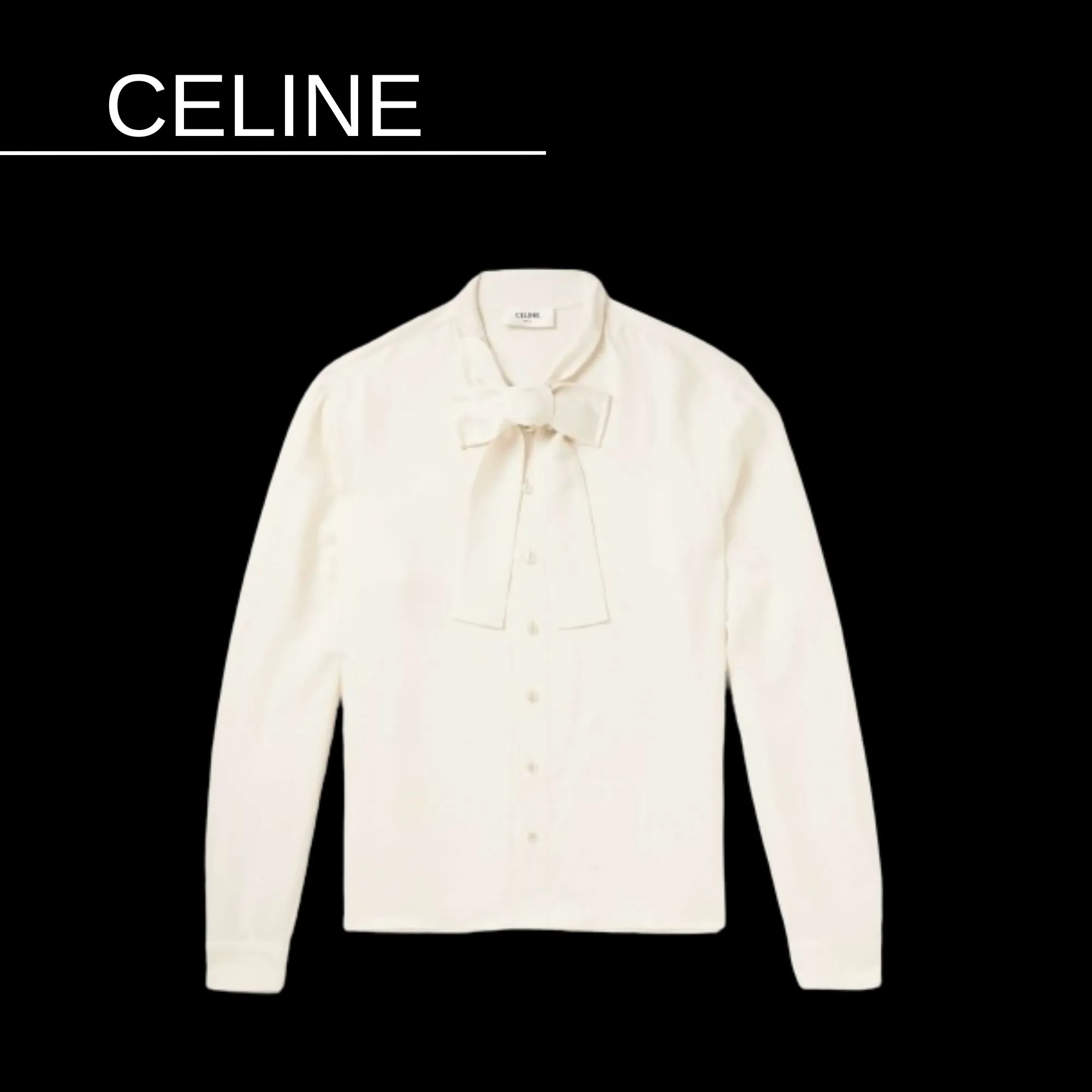 CELINE  |Silk Long Sleeves Plain Front Button Luxury Shirts