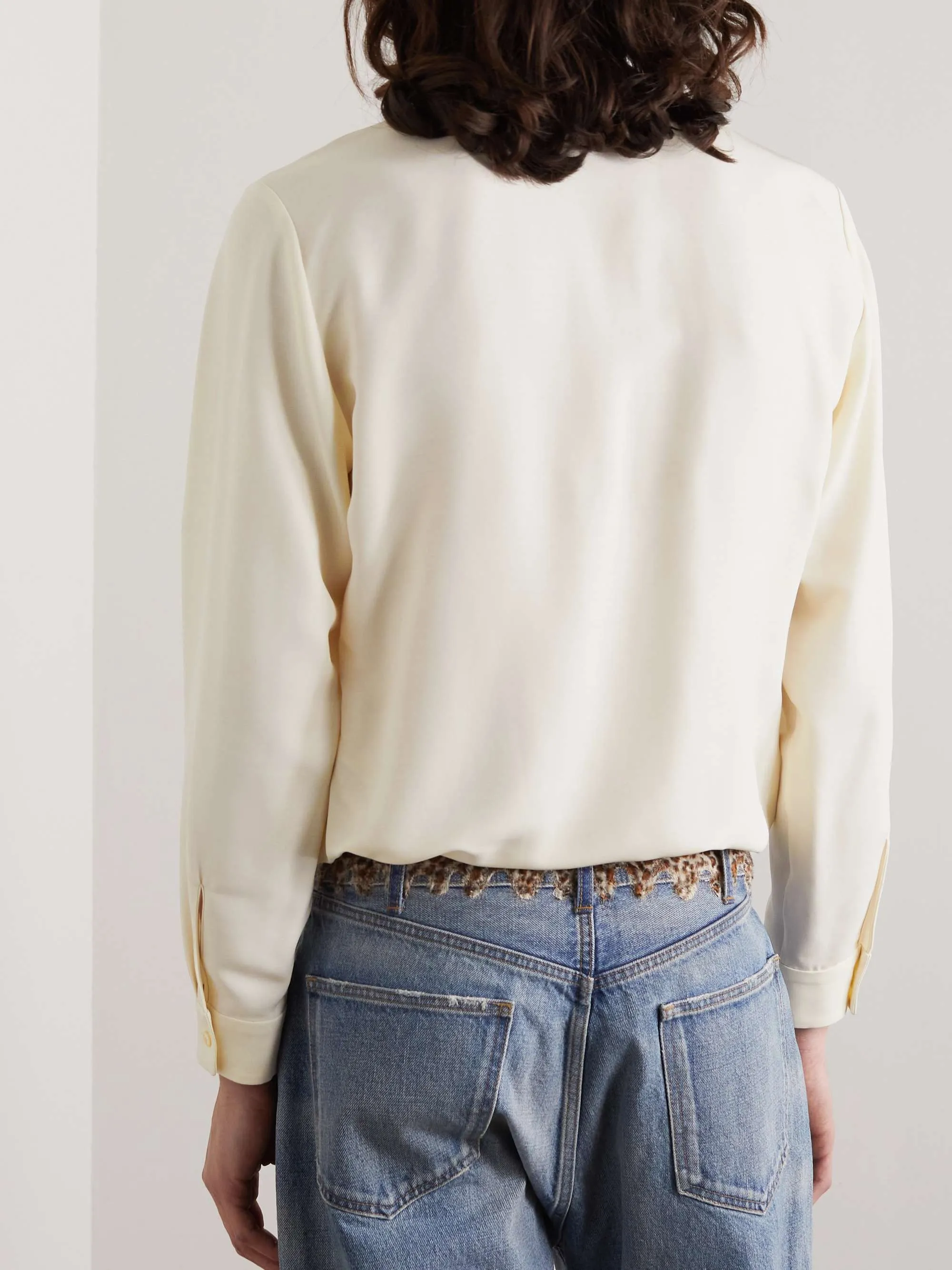 CELINE  |Silk Long Sleeves Plain Front Button Luxury Shirts